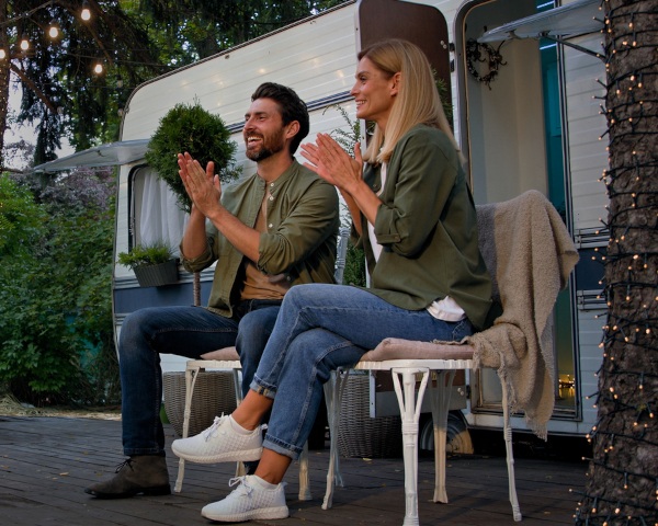 Motorhome and family on holiday